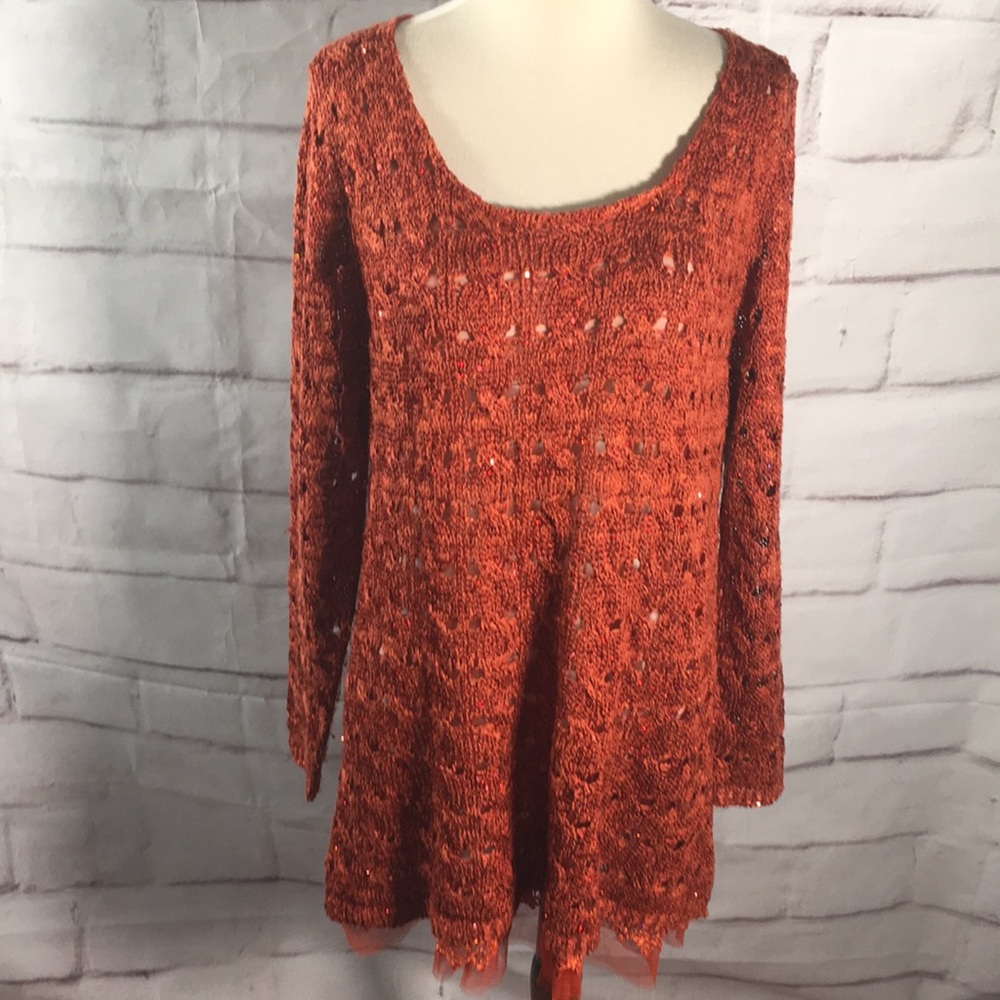 Pretty Angel Lace Trim Crochet Sweater Tunic